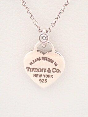 Tiffany & Co. Please Return Heart Diamond Necklace 925 18"